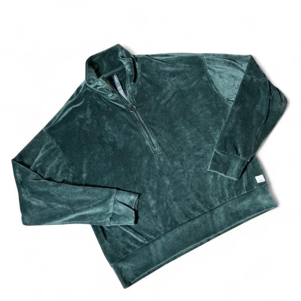 Vuori Womens‎ Green Velour Corduroy Quarter Zip Pullover Sweatshirt VW2059 Small